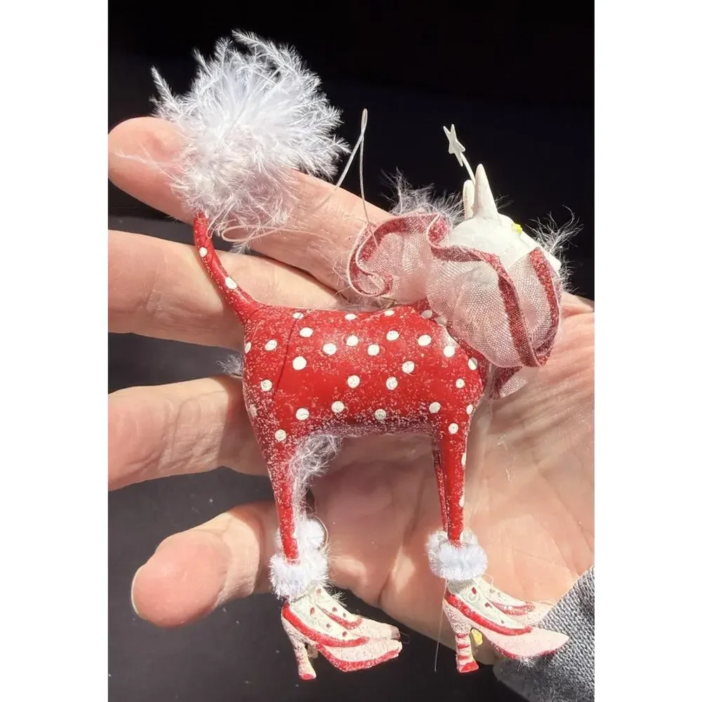 Patience Brewster Krinkles Red Polka Dot Cat Figure Department 56 -K1